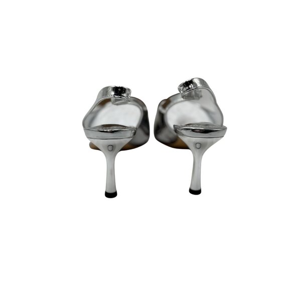 NEW Heelchic Womens Size 6 Silver Pointed Toe Slingback Heels Kitten Heel - Picture 14 of 16